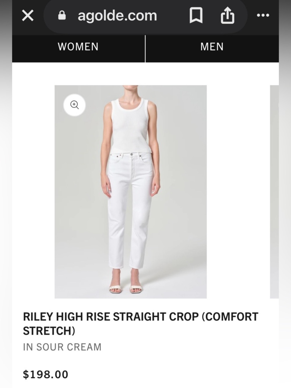 #205- NEW Agolde Riley High Rise White Straight Crop - Comfort Stretch Jeans - Picture 15 of 15